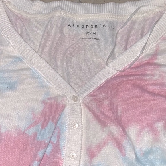 Y2K Aeropostale cotton candy tye dye super soft long sleeve button up cardigan - Picture 4 of 5